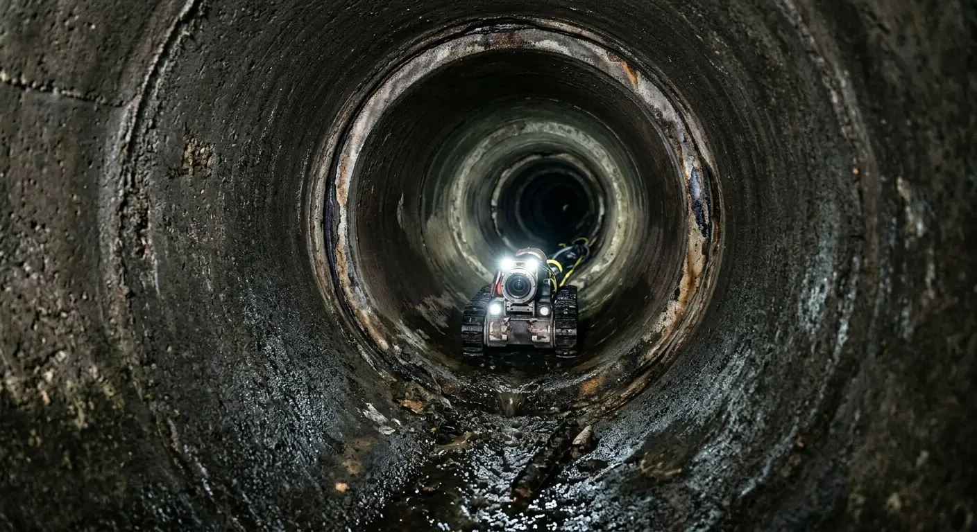 Robotic sewer camera inspecting pipe interior for Drain Snake Service in Two Rivers